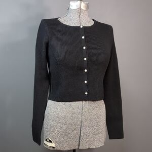 Wild Fable Women's Black Knit Button Front Cardigan